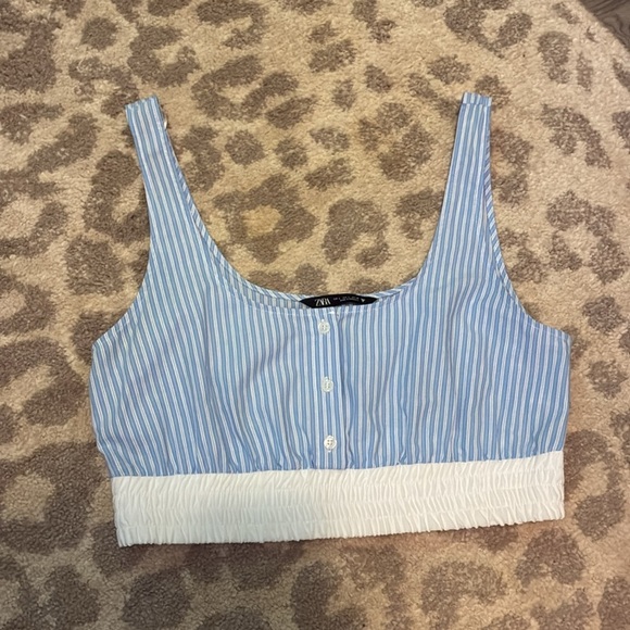 NWOT Zara Striped Poplin Crop Top - Picture 3 of 7